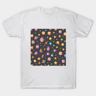 kids planets and starts pattern design T-Shirt